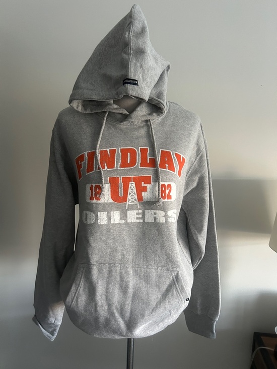 Ci Sport Tops - Findlay Oilers M Gray Hooded Sweatshirt with Orange Logo